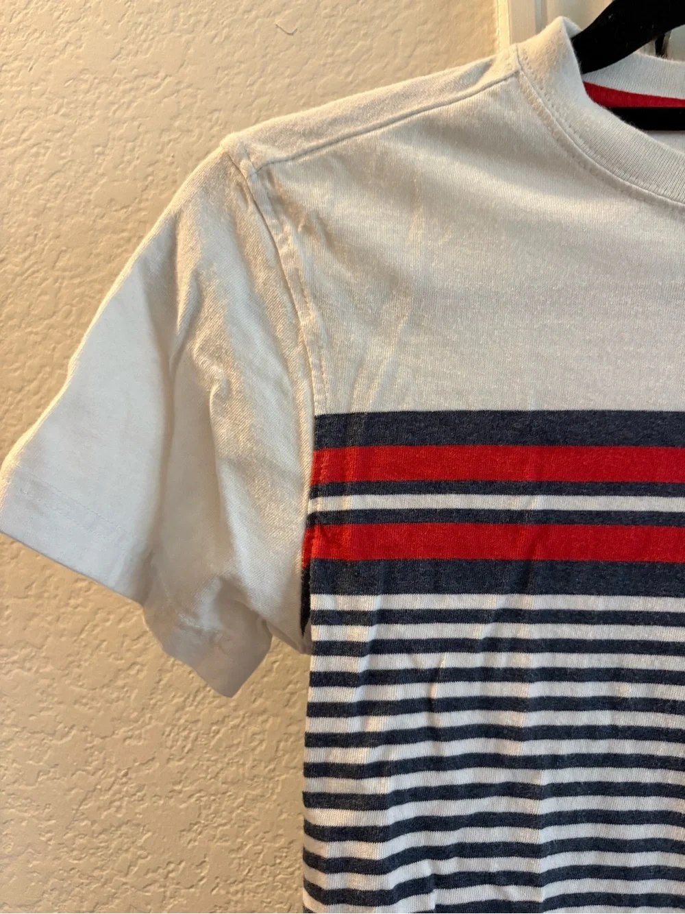 Gymboree White Navy & Red Striped Short Sleeve Tee